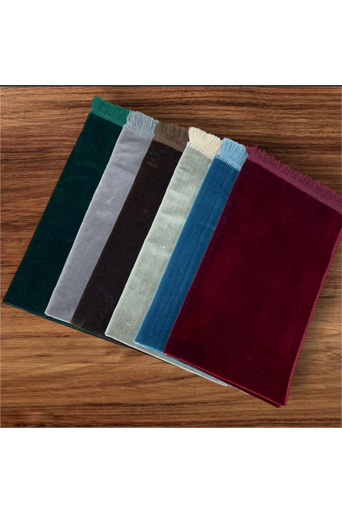Karma Renk Hiç Desensiz Kadife Seccade Namazlık Dodya İmalat Sık Dokuma Şık 550 600 gram — görsel 4