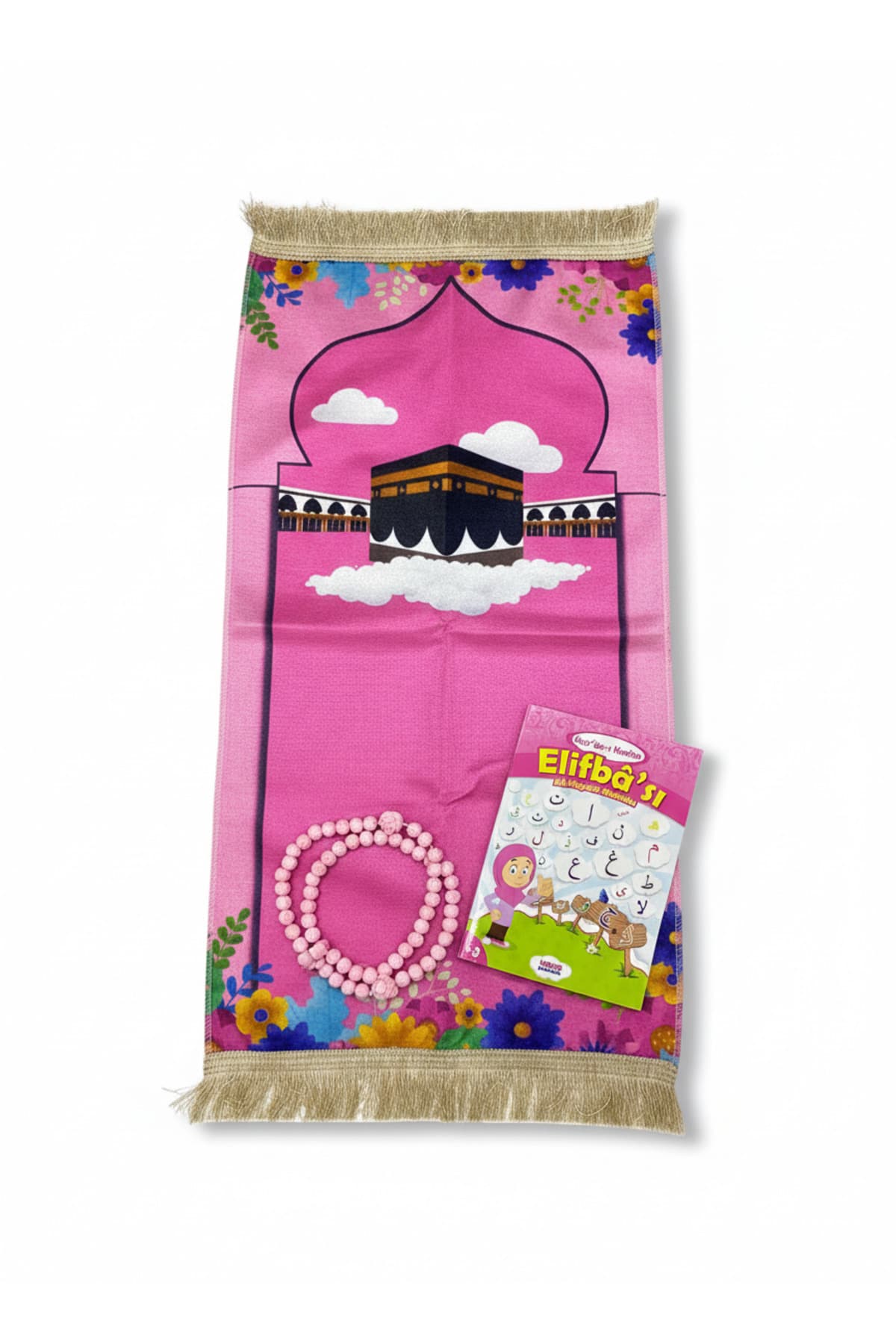 Kız Çocuk Namaz Seti Seccadeli Tesbihli Elifbalı İbadet Seti — görsel 1