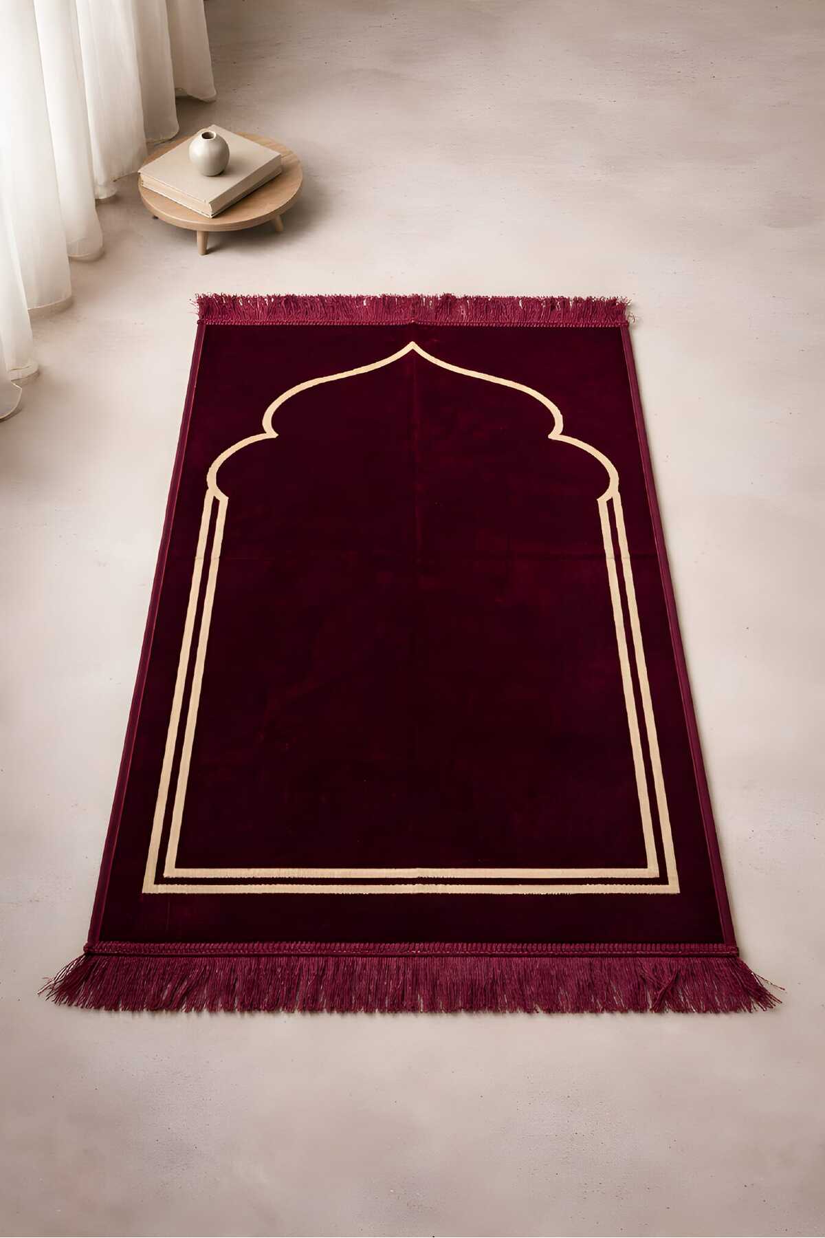 Sade Az Desenli Kadife Seccade Namazlık Sık Dokuma Dodya İplik Göz Yormayan Desen Seccade — görsel 2